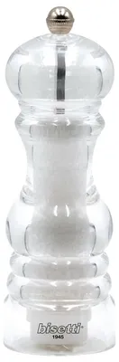 Salzmühle aus Acryl und Edelstahl, 1 Stück, transparent