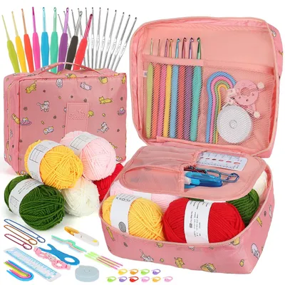 Image de Omgoods - Ensemble complet de crochets pour débutants avec accessoires (58 pièces)