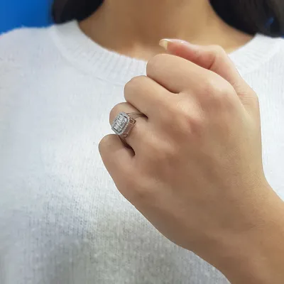 Immagine prodotto di Anello con diamanti taglio baguette e taglio brillante da 0,65 carati - 53 (16,80 mm)