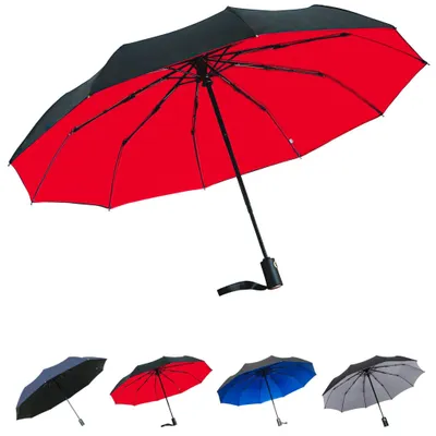 Produktbild von Regenschirm Taschenschirm Sturmfest Auf-Zu-Automatik Schirm für Damen Herren Rot