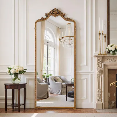 Immagine prodotto di Specchio da parete, dimensioni 175 x 70 cm, color oro, con intagli