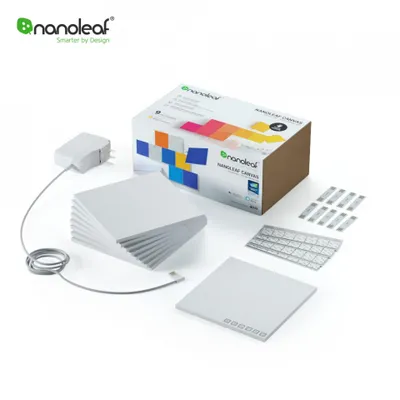 Zdjęcie produktu dla Zestaw 9 inteligentnych paneli świetlnych Nanoleaf Canvas z czujnikiem muzyki, diodami LED RGBW, Wi-Fi, sterowaniem dotykowym, sterowaniem za pomocą telefonu komórkowego