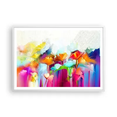 Produktbild von Gerahmtes Poster - Weißer Rahmen - Blumen Wiese Sommer - 100x70 cm - Wand Bild - Wanddeko - Wandbilder - Kunstposter - Wandposter - Bilderrahmen - Bilder - Kunstdruck - Wandbild - P2WAA100x70-4095