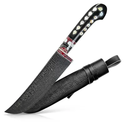 Produktbild von Usbekischer Messer aus Damaststahl – Pchak, 29 cm Kochmesser Handarbeit Küchenmesser