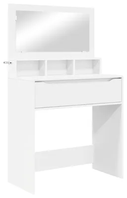 Image de vidaXL Coiffeuse de chambre avec rangement Blanc 80 x 39,6 x 135 cm