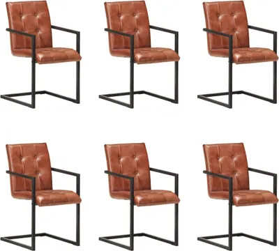Produktbild von Freischwinger 6 Stk. Braun Echtleder
