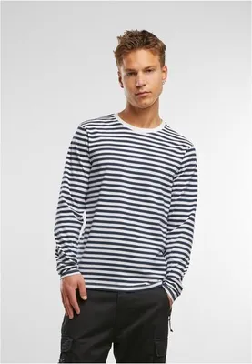 Image de Hommes Brandit Jerseyshirt Stripe longleeve navy/white - L