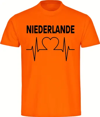 Produktbild von multifanshop Herren T-Shirt - Niederlande - Herzschlag, orange-1, Größe M