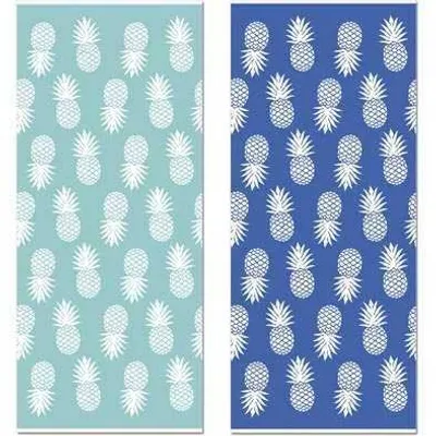 Produktbild von framsohn Zwirnfrottier Baumwolle Strandtuch Ananas Blau
