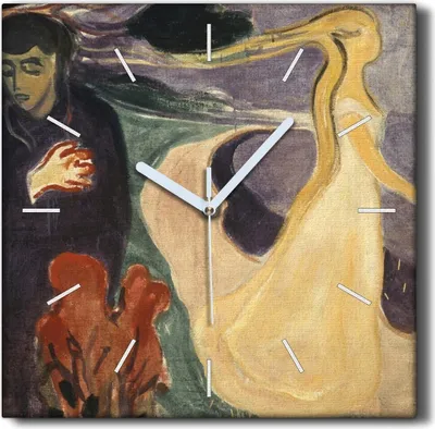 Produktbild von Coloray Hodiny Unikátní 30x30 cm  Tiché hodiny Pro obývací pokoj a kuchyň Nástěnné hodiny Plátno Černé ručičky hodin - Oddělení od Munch