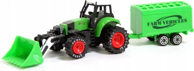 Produktbild von Spielzeug Traktor mit Anhänger - Metall Modellfahrzeug Rückzugmotor - Bewegliche Schaufel