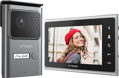 Zdjęcie produktu dla Wideodomofon TMEZON, 7-calowy kolorowy monitor, funkcja interkomu, noktowizor