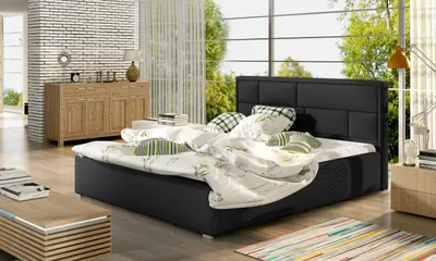 Obrázek produktu pro Manželská čalouněná postel 180x200 LUXERIO 1 - černá