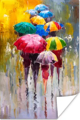 Produktbild von MuchoWow® Poster Gemälde - Regenschirm - Öl 40x60 cm - Plakate für die Wand - Poster Babyzimmer