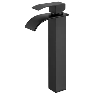 Produktbild von Wasserfall Waschtischarmatur Hoch, 304 Edelstahl Schwarz, Bleifrei Kalt Warm, Cecipa, Badarmatur Mischbatterie, Wasserhahn Bad, Wasserhahn Schwarz