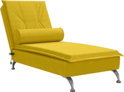 Obrázok produktu pre vidaXL Masážne lehátko s krčným valcom zo žltého zamatu