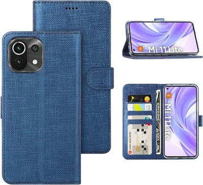 Obrázok produktu pre Puzdro typu "flip" pre telefón Xiaomi Mi Lite 4G/5G s uhlopriečkou 6,55 palca, modrej farby, s textúrovaným povrchom