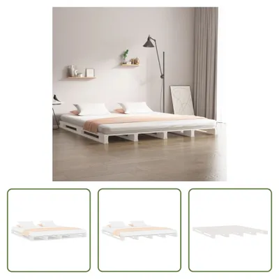 Produktbild von The Living Store Palettenbett Weiß 140x200 cm Massivholz Kiefer