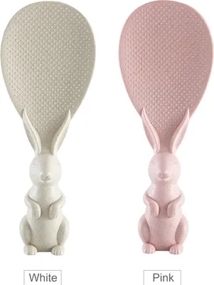 Imagen del producto de Cuchara para arroz antiadherente con forma de conejo, espátula vertical para servir arroz, paleta para arroz, cuchara vertical para servir en la cocina, cuchara para arroz, utensilio de cocina