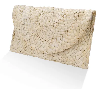 Produktbild von Stroh Clutch Damen, Geflochtene Strohtasche, Flache Umschlagtasche mit Magnetver