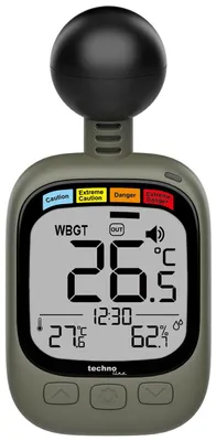 Produktbild von techno line EA 3060 WBGT Messgerät Hitzestressmonitor mit Temperatur- und Luftfeuchtigkeitsmessung | Wet Bulb Globe Temperature | Hitzewarnsystem