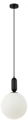 Zdjęcie produktu dla Lampa wisząca biała szklana kula Aldeva czarna 1xE27x40W szkło wym:126x30x30cm IP20 Italux