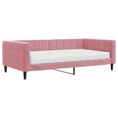 Image de vidaXL Lit de jour avec matelas rose 100x200 cm velours