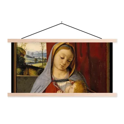 Obrázek produktu pro MuchoWow® Textilní plakát - Madona s dítětem - Leonardo da Vinci - 150x75cm - S hnědými lamelami