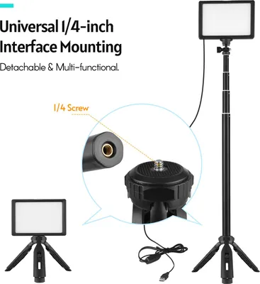 Obrázek produktu pro Videokonferenční světlo pro počítače, LED video světlo s nastavitelným stativem, 5 filtračních desek, 3200 C5500 K, sada studiového osvětlení