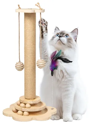 Immagine prodotto di Albero per gatti in legno con sisal, dimensioni 50 x 25 cm, giocattolo interattivo per gatti
