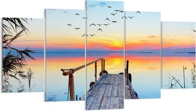 Produktbild von Bild auf Leinwand - Leinwandbild - Brücke See - 160x85cm - Wand Bild - Wanddeko - Wandbilder - Leinwanddruck - Bilder - Kunstdruck - Wanddekoration - Leinwand bilder - Wandkunst - EA160x85-3818