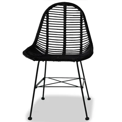 Image de vidaXL Chaise de salle à manger 4 pcs. Rotin naturel noir