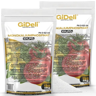 Produktbild von Monokaliumphosphat 2kg MKP Phosphor Kalium P-K Dünger Blühbooster Blüte GiDeli