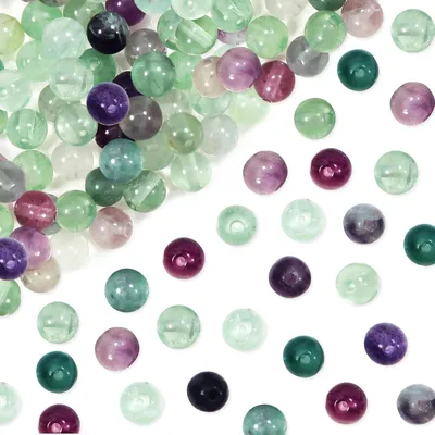 Imagen del producto de Perlas de fluorita redondas, 6 mm, 100 unidades, para la creación de joyería