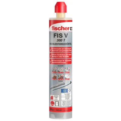 Produktbild von Fischer 521376, Polymer-modifizierter Mörtel, 0,49 kg, Lüftungsziegel, Mauerziegel, Beton