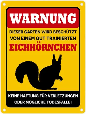 Produktbild von Warnung dieser Garten wird beschützt von einem Eichhörnchen Metallschild in
