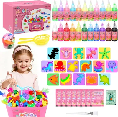 Productafbeelding van Magic Gel Waterkit, 53 stuks DIY 3D Aqua Gelz speelgoed met 22 kleuren & 16 vormen, Aqua Fairy creatieve set voor kinderen vanaf 3+, verjaardag
