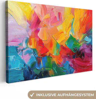 Produktbild von Leinwandbilder 120x80 cm - Abstrakt - Gemaltes Aussehen - Modern - Farbenfroh, Leinwand Bilder, Wanddeko, Bild