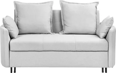 Zdjęcie produktu dla BELIANI Sofa rozkładana jasnoszara dwuosobowa tapicerowana kanapa nowoczesna do salonu pokoju z funkcją spania metalowe czarne nogi