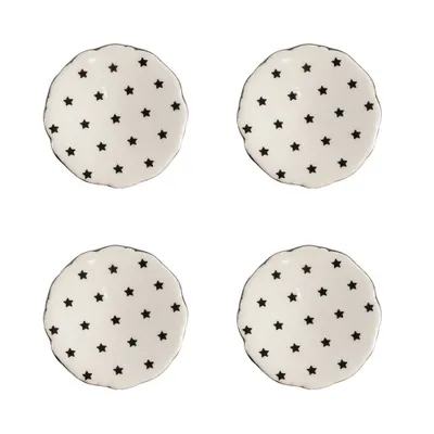 Image de Clayre & Eef Bouton de porte Lot de 4 Ø 4 cm Beige Céramique Étoiles