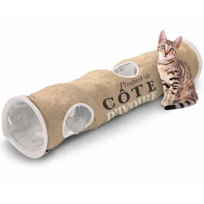 Produktbild von D&D Katzentunnel Cote d'Ivoire 25 x 120 cm Braun und Weiß 434/436448