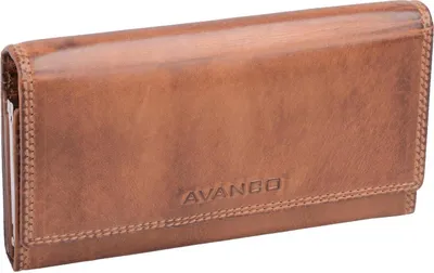 Produktbild von Damen Leder Geldbörse braun 17x10cm mit Druckknopf und Kleingeldfach