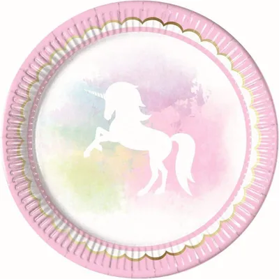 Produktbild von Rosa Einhorn-Pappteller für Partys