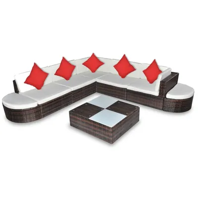 Produktbild von vidaXL 8-tlg. Garten-Lounge-Set mit Kissen Poly Rattan Braun