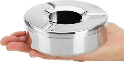 Productafbeelding van 6 metalen asbakken - Winddichte asbakken met afneembaar deksel om rook te verminderen - Ø 11 cm (staal)