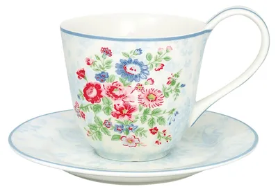 Produktbild von Greengate Ailis Tasse mit Untertasse white 270 ml