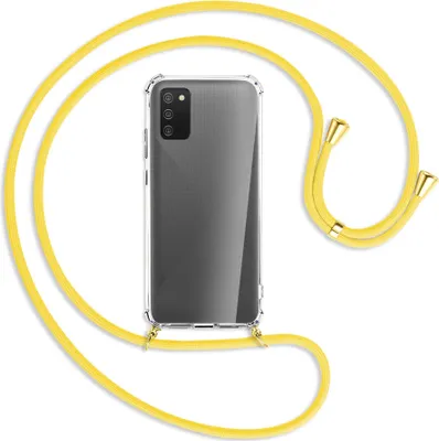 Produktbild von Handykette Backcover-Schutzhülle mit Band (Metall goldfarben) für Samsung Galaxy A02s - gelb