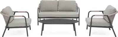 Produktbild von Aluminium-Gartenlounge 2 Sessel, Sofa und Tisch Miravet - Dunkel Grau