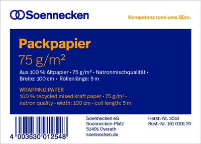 Image de Soennecken Packpapier 3561 100cmx5m Altpapier natronbraun
