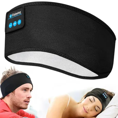 Produktbild von Schlafkopfhörer Bluetooth Sport Stirnband Kabellos Schweißfest Stirnband Musik Bluetooth Kopfhörer für Männer Frauen Weiche Kopfhörer für Sport Schwarz